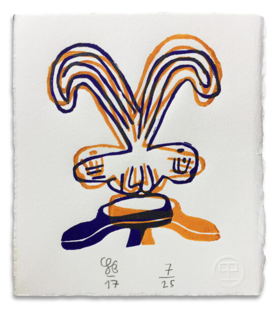 Double Bird, 2017 Mirroring Magritte's "God Is No Saint" 1935-36 Linocut