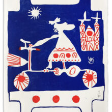 Downtown Viborg, 2017 linocut 