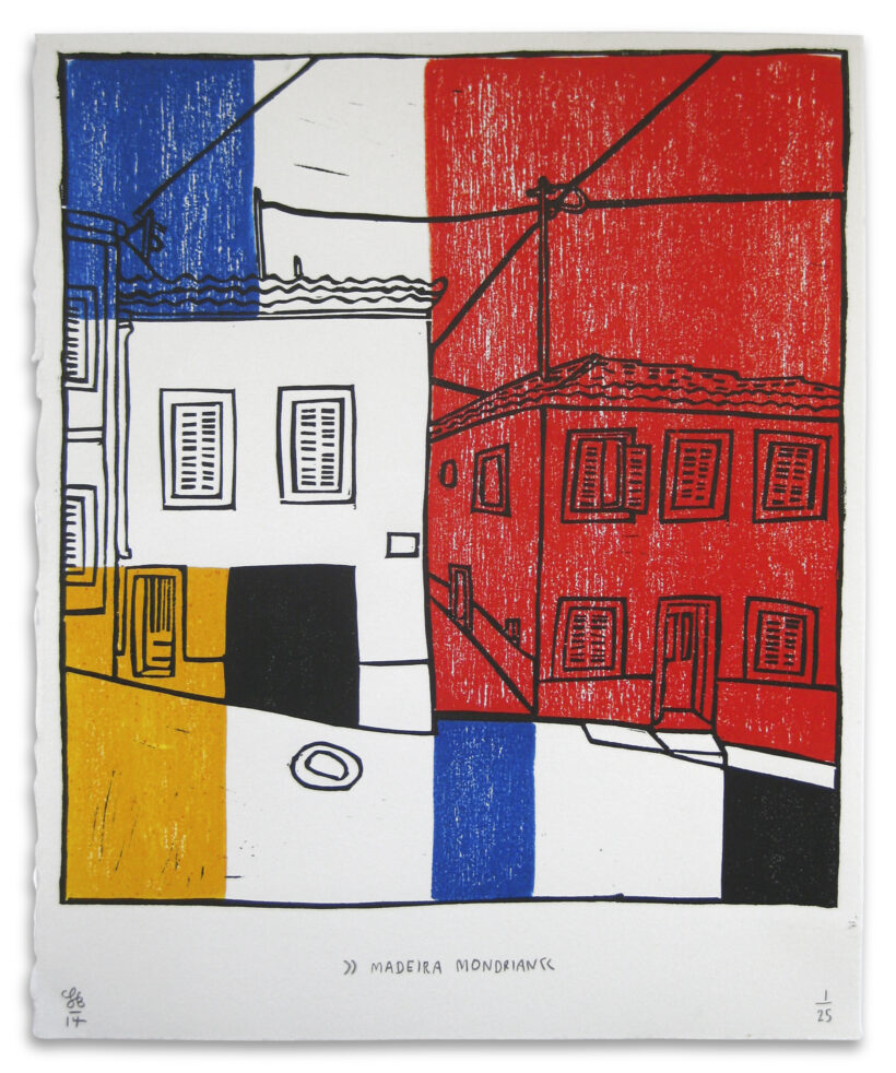 Madeira Mondrian, 2014 wood and linocut