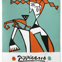 Pippicasso - green/orange version, 2021 Lino cut