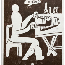 Rygende xylofon, 2020 Woodcut